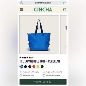 ✨ NEW WITH TAGS ✨ cincha the expandable tote in cerulean